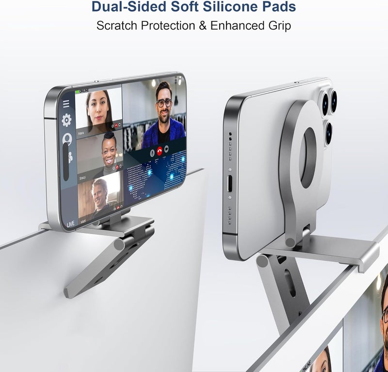 Itramax Continuity Camera Mount for Desktop Monitor,Magnetic Phone Holder for Webcam Compatible with iPhone 17 16 15 13 14 12,MagSafe,iOS 16 iMac & MacBook macOS 13 Ventura,Studio Display,TV,Silver - Image 3